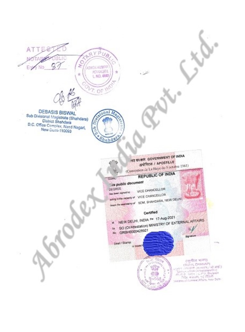 Ca Certificate Apostille For Malaysia In India