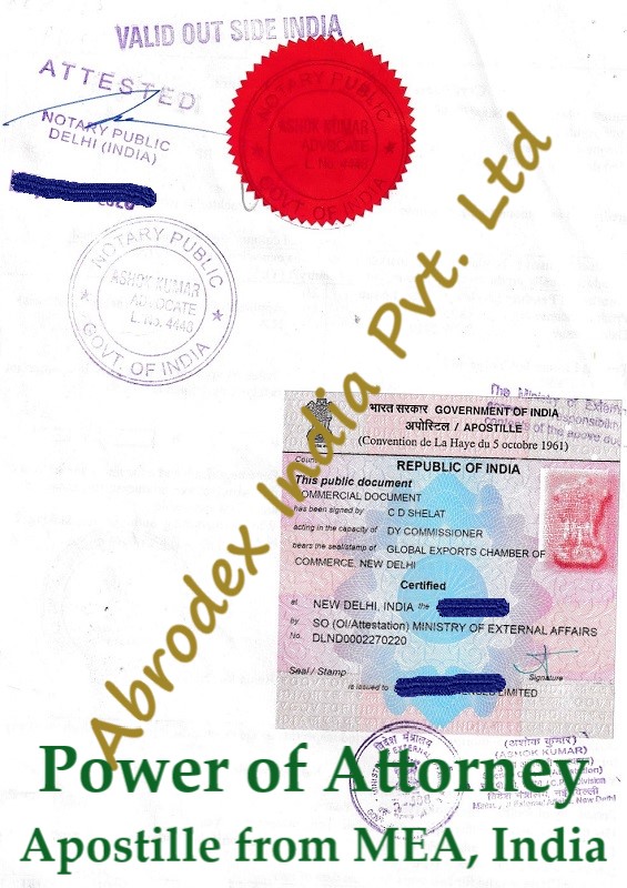 Power Of Attorneypoa Apostille From Mea India 0666